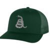 Gadsden 'Don’t Tread On Me' Trucker Hat with embroidered rattlesnake, classic design, and breathable mesh back, adjustable snapback patriotic cap