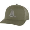 Gadsden 'Don’t Tread On Me' Trucker Hat with embroidered rattlesnake, classic design, and breathable mesh back, adjustable snapback patriotic cap