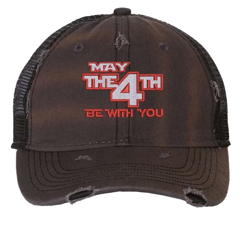 4th of July baseball cap with distressed look and patriotic embroidery for Independence Day celebrations.