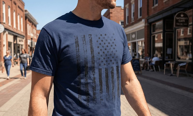 men wearing american flag shirt