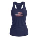 American flag tank top with distressed patriotic design, perfect for summer wear.