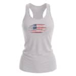 American flag tank top with distressed design, perfect for patriotic celebrations and casual wear.