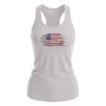 American Flag Women's Tank Top with distressed patriotic design for summer wear.