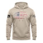 USA flag hoodie with distressed American flag design, patriotic apparel for men and women.