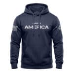 Made in America patriotic hoodie with graphic design and fleece material.