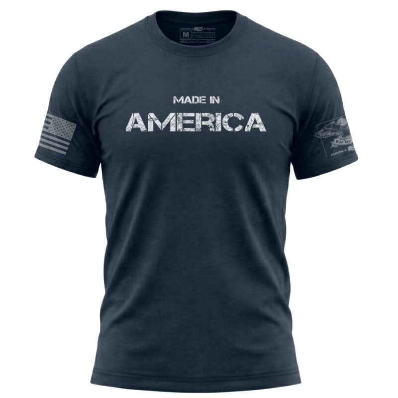 Made in America T-Shirt with patriotic design and bold text.