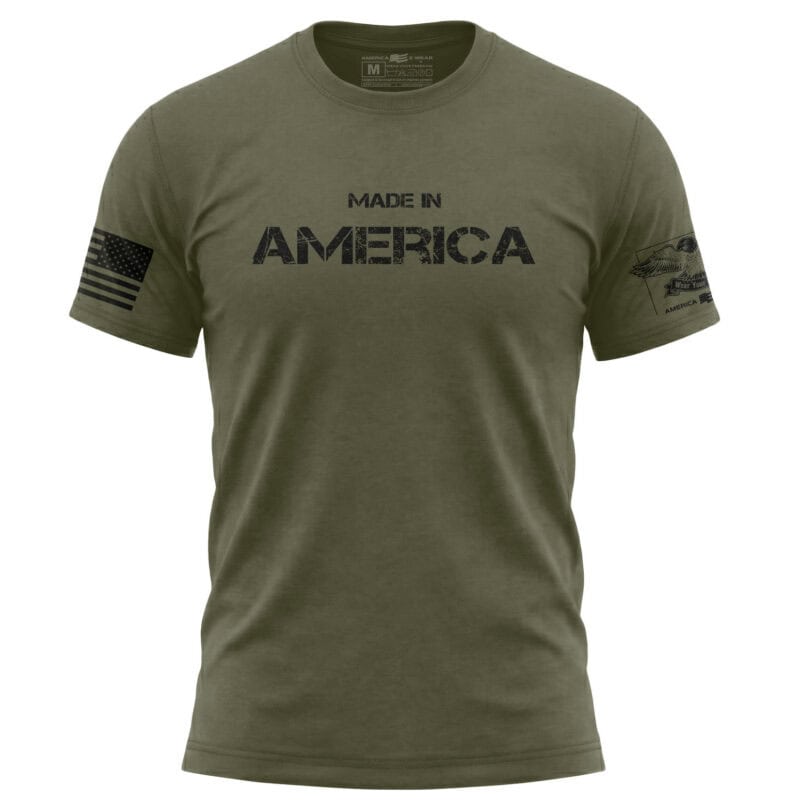 Made in America T-Shirt with patriotic design and flag accents.