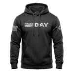 Black tactical hoodie with "Range Day" print and American flag patches, ideal for cold weather shoot.