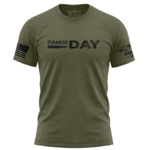 Range Day T-Shirt with tactical shooting graphic, perfect for firearm enthusiasts and shooting sport.