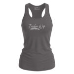 Women's tank top with "Freedom Wife" script and feather graphic, patriotic and stylish.