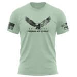 American flag and eagle graphic T-shirt emphasizing patriotism and freedom.