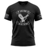 Patriotic Eagle T-Shirt with "Live Free or Die Trying" slogan.
