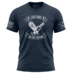 Patriotic Eagle T-Shirt with "Live Free or Die Trying" slogan in navy.