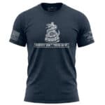 Whiskey Won't Tread On Me patriotic t-shirt with snake wrapped around whiskey bottle graphic