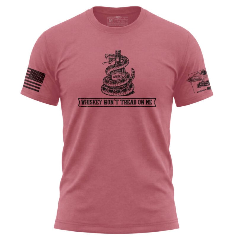 Patriotic Whiskey Snake T-Shirt in Dusty Rose, Small.