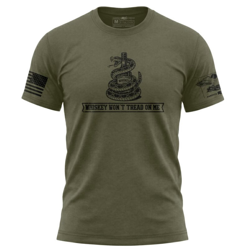 Patriotic Whiskey Snake T-Shirt in Military Green.