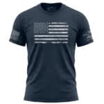 American Flag distressed design on navy tee.