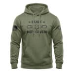 Built Not Given Hoodie with patriotic broken chain design in military green, perfect for patriotic a.