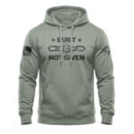 Built Not Given hoodie with patriotic American flag patches, broken chain design, and fleece materia.