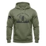 American Legend Bigfoot american flag Hoodie with patriotic flag design in military green, perfect for outdoor ent.