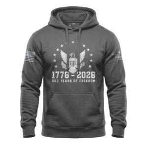 America 250 eagle hoodie, featuring patriotic design in ch.