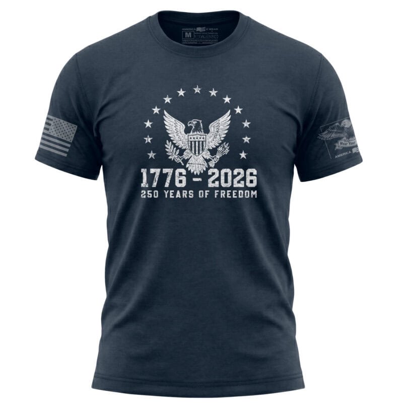America 250 Eagle Shirt commemorative T-shirt in navy.