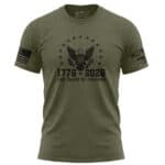 Eagle emblem T-shirt celebrating 250 years of American freedom.