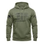 American flag hoodie with distressed flag design, perfect for patriotic wear and casual style.