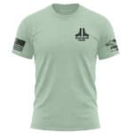 Minimalist 2nd Amendment shirt with "Defend The 2nd" text on chest, American flag patch on sleeve, a.