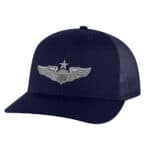 Navy blue baseball cap with patriotic winged emblem and star.