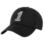 Black baseball cap with America 2 Wear logo and stars embroidery.