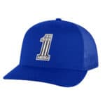 Baseball cap with "1 America" logo in white and stars.