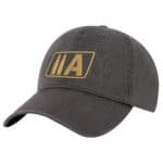 Baseball cap with America 2 Wear logo in black and gold.