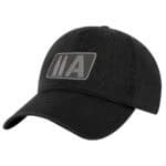 2nd Amendment baseball hat with gold embroidered two bullet 2A patch design on navy dad cap