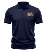 2nd Amendment polo shirt with gold embroidered 2A emblem on black left chest