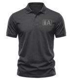 Black polo shirt with 2A patriotic logo and bullets embroidery for American patriots.