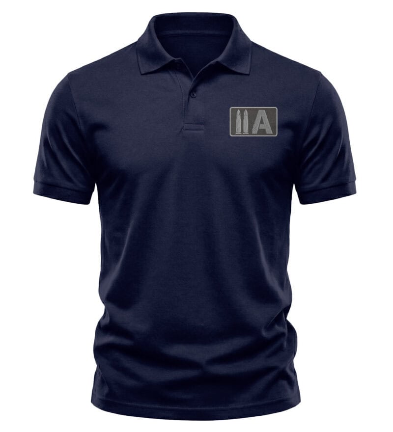 Navy blue polo shirt with patriotic logo for America 2 Wear.