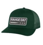 Range Day trucker hat with patch, green adjustable cap for outdoor sports and casual wear. Perfect f.