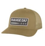 Khaki tactical cap with "Range Day" patch and star design, outdoor shooting accessory.