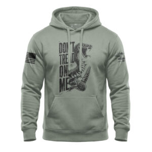 Don’t Tread on Me hoodie with printed rattlesnake patriotic design