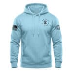 Hooded sweatshirt with American flag and patriotic patches, perfect for casual wear.