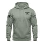 Men's hoodie with American flag patch and "Freedom" logo, patriotic casual wear for Americans.