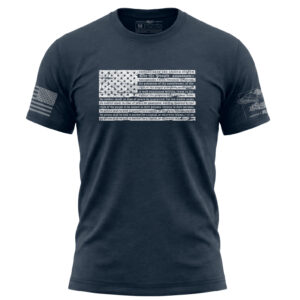 Patriotic American flag T-shirt with detailed flag design, perfect for showing national pride and su.
