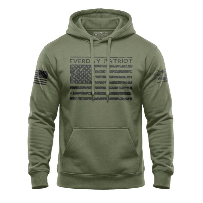 Patriot hoodie with American flag design, perfect for patriotic wear and casual style.