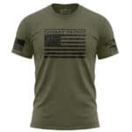 Olive green men's T-shirt featuring "Everyday Patriot" and American flag graphic.