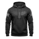 Black hoodie with American flag and eagle design, patriotic apparel for men.