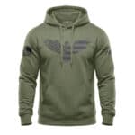 American flag hoodie with eagle emblem, military-inspired style, and patriotic theme. Perfect for ca.