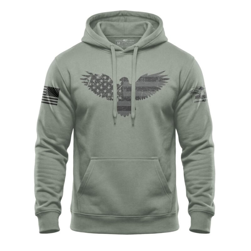 American flag hoodie with eagle graphic, casual men's sweatshirt, patriotic apparel for USA pride.