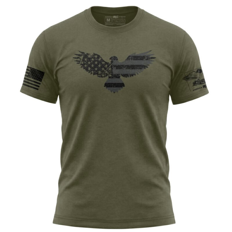 Military Eagle American Flag T-Shirt American Flag distressed graphic T-shirt for men and women.