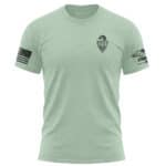 Mint Eagle T-Shirt with American flag and military patches.